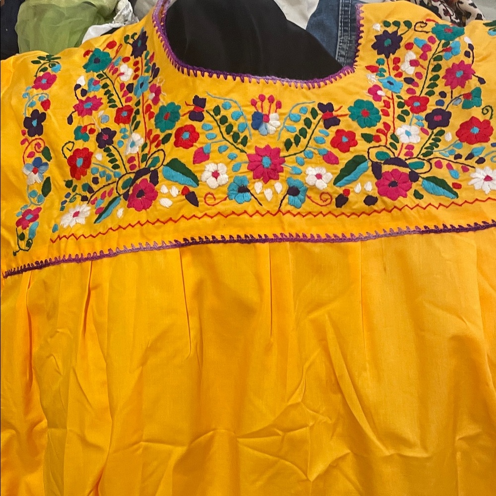 Mexx Yellow Floral Embroidered Tunic